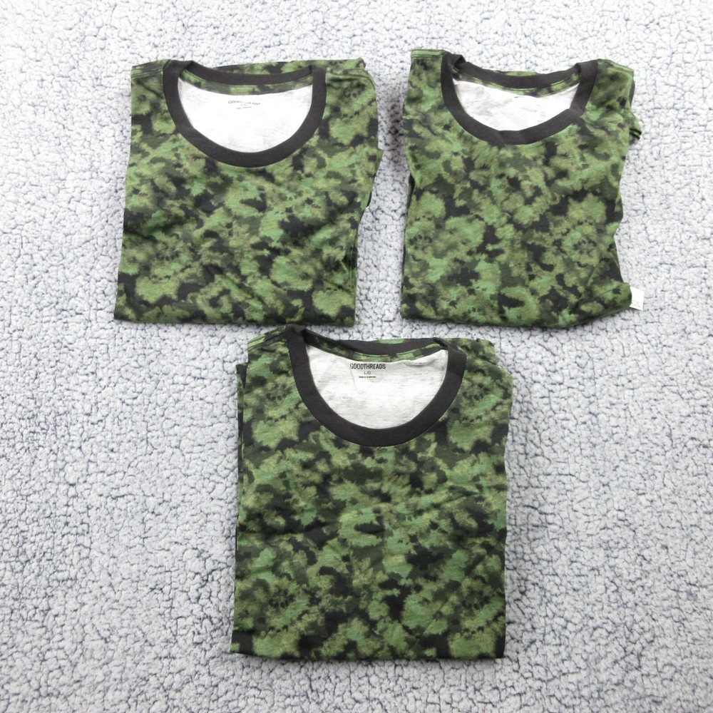 Goodthreads T-Shirt Men’s L Short Sleeve Blurred Camo 100% Cotton Lot of 3
