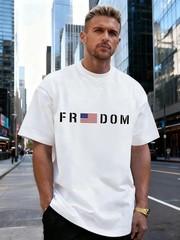 Letter Flag Graphic 100% Cotton Men’s T-Shirt, Suitable for Daily Streetwear