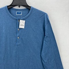 J.Crew Marled Cotton Henley Long Sleeve T-Shirt Mens XL Blue Preppy Outdoors NWT