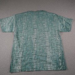 Vintage Art Shirt Mens Medium Green Abstract Geometric Retro 90s Single Stitch
