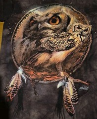 The Mountain Great Horned Owl T Shirt Tie Dye Brown Graphic Tee Small Cotton