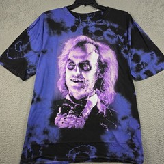 Beetlejuice Tie Dye Shirt Mens 2XL XXL Blue Distressed Classic Movie Retro NWT