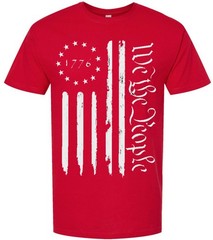 We the People 1776 USA Distressed Flag T-Shirt US Independence Day July 4th Tee