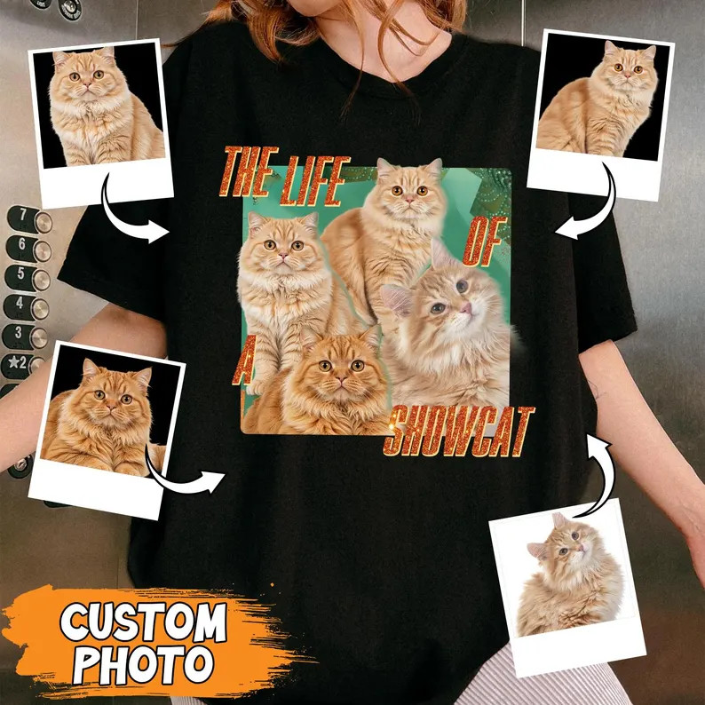 Custom Pet Portrait Comfort Tee Personalized Dog Cat Photo Shirt Gift Idea