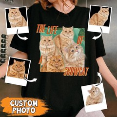 Custom Pet Portrait Comfort Tee Personalized Dog Cat Photo Shirt Gift Idea