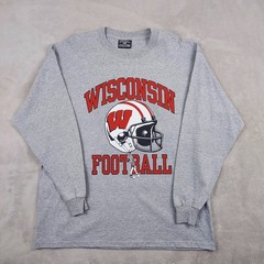 Vintage Steve Barrys Shirt Mens XL Long Sleeve Tee Wisconsin Badger Football Y2K