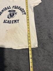 Vintage 1970s Russell Athletic Admiral Farragut Academy Navy Size Small White