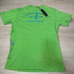 Vintage Rare Christian Audigier Blue Foil Tee Rhinestone New