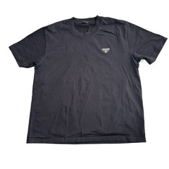Prada Black T-Shirt Logo Plaque Mens Short Sleeve Size Large