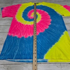 Port & Company T-Shirt Mens Large Multi-Color Tie-Dye Spiral Neon Retro Tee
