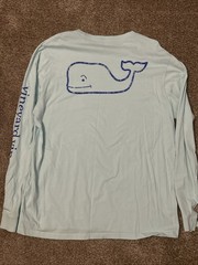 Vineyard Vines Men’s Long Sleeve T Shirt Seafoam Green Blue Whale Large
