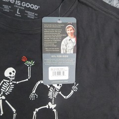 Life Is Good Shirt Mens L Black Skeleton Graphic Crew Neck Tagless NWT