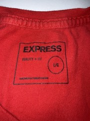 Express Men’s Graphic Logo T-Shirt Red Cotton Short Sleeve Size Large