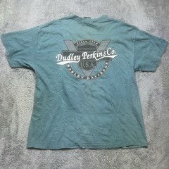 Harley-Davidson Shirt XL Green Dudley Perkins San Francisco Made in USA *SPOTS