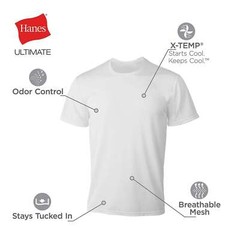 Men’s Hanes Ultimate® 3-Pack X-Temp™ Mesh Crewneck Tees white lg new open pkg