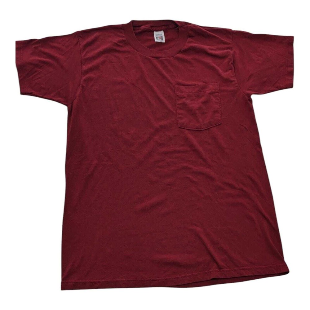 Fruit Of The Loom Golden Blend Vintage Blank Blue Pocket T Shirt Large 42-44