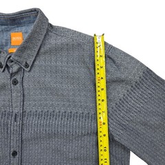 Hugo Boss Men’s Blue Textured Slim Fit L Long Sleeve Button-Up Shirt