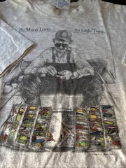 Vintage “So Many Lures So Little Time” Fishing Graphic T Shirt Men’s Size XL USA