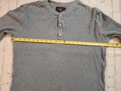 Ralph Lauren RRL Henley Shirt Blue M Thermal Long Sleeve
