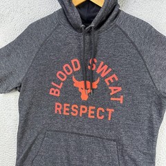 Under Armour Shirt Hoodie Mens Large Gray Project Rock Drawstring Short Sleeve