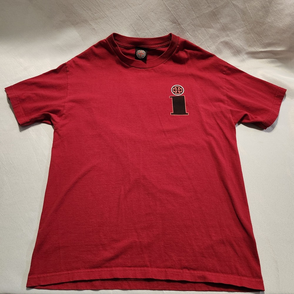 Vintage Independent Shirt Men Large Red Trucks Iron Cross Skater 90s Y2K