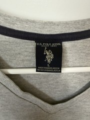 U.S. Polo Assn. Men’s Gray V-Neck Short Sleeve Cotton Blend Logo Tee L