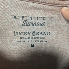 Lucky Brand Tshirt Mens Medium Orange Bull Graphic Venice Burnout Tee Casual