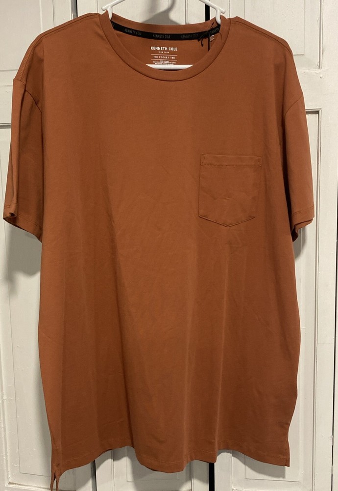 Kenneth Cole The Pocket Tee Skin Fit Light Weight Size XL Orange/Brown