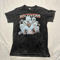 Football Receivers Shirt Mens Small Black Acid Wash Graphic Tee Crewneck Gildan