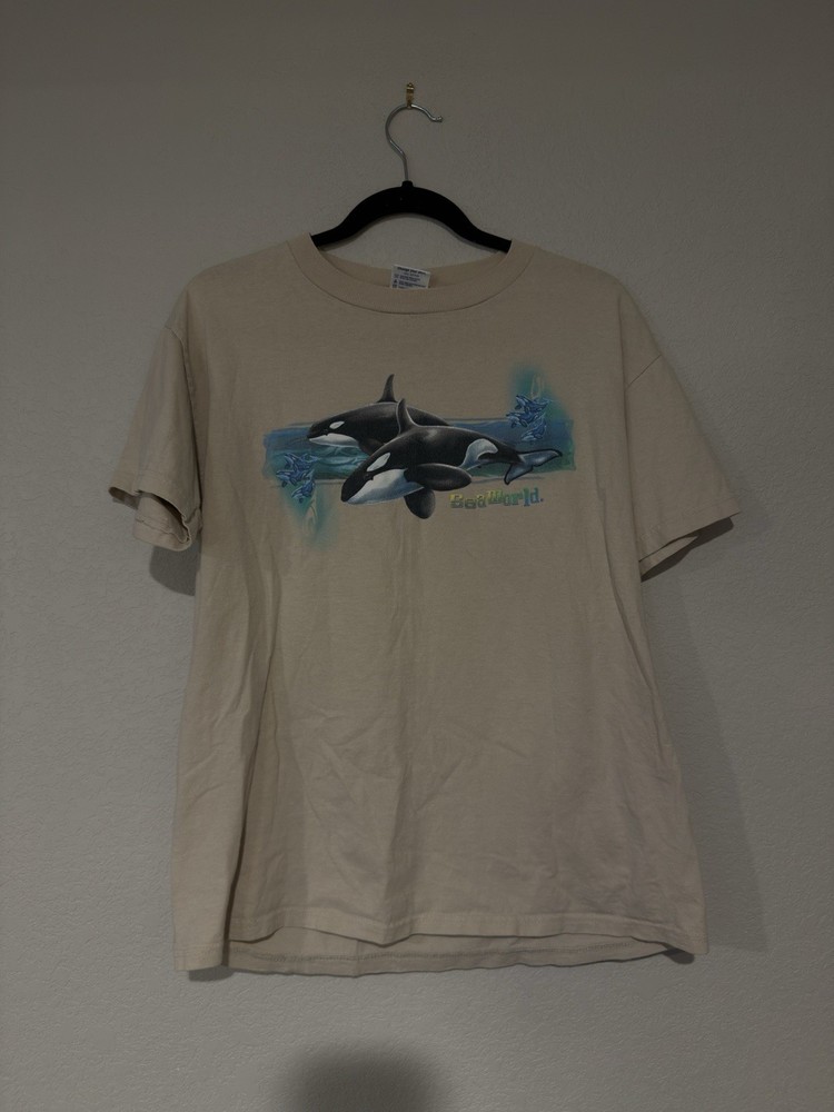 Y2K Seaworld Tee In Tan With Small Imperfections As Shown Adult Medium