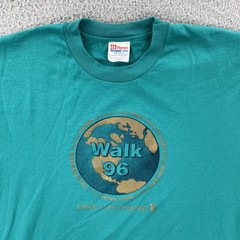 Vintage Hanes Heavyweight 50/50 Men’s L Green T Shirt 1996 Walk In Any Language