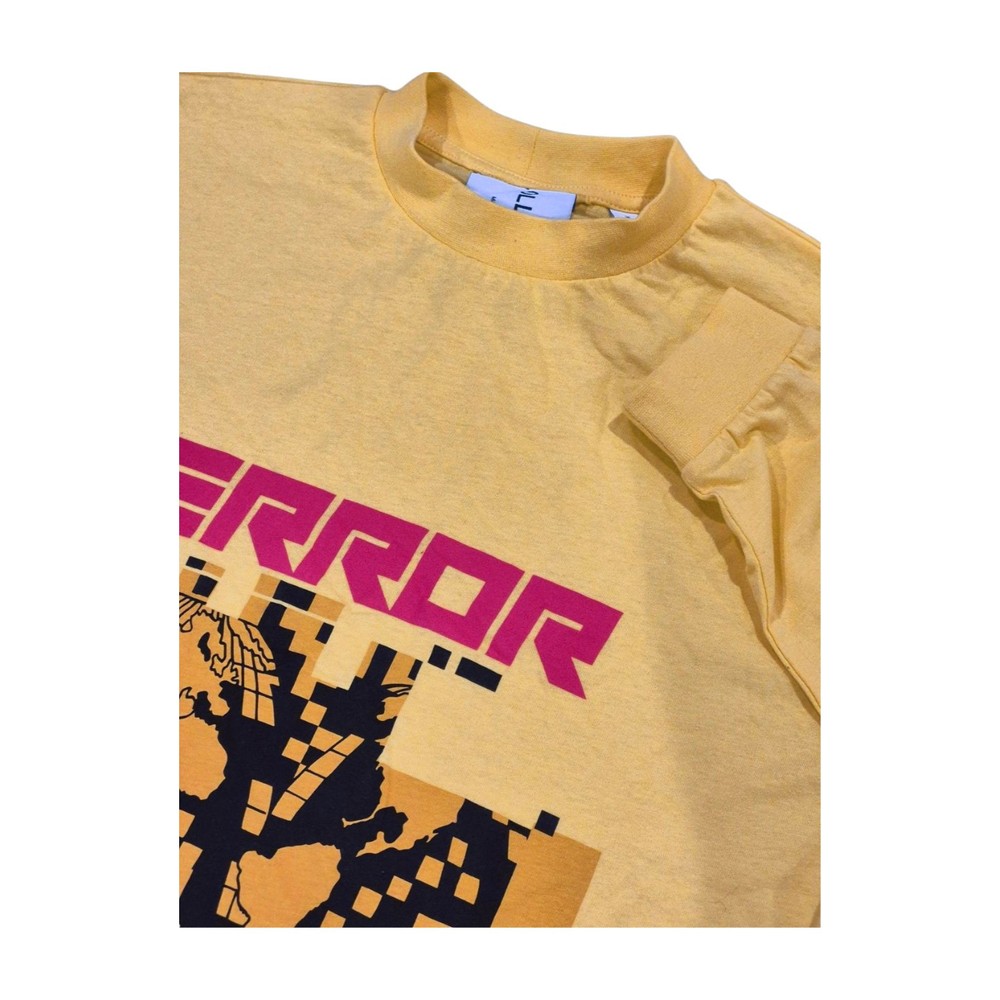 Asos Collusion Long Sleeve Graphic Print ‘Error’ T-Shirt Yellow Cotton Men’s XS