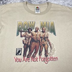 Vintage POW MIA T Shirt Mens Large Short Sleeve 90s Tee Not Forgotten Military