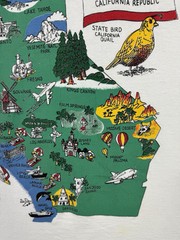 Vintage 90’s California Republic USA Map Art Logo Nature Drawing Color XL White