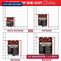 (3Pcs-3″) Mechanic Hourly Rates Sticker Labor Mechanic Sticker Funny Mechanic Wa