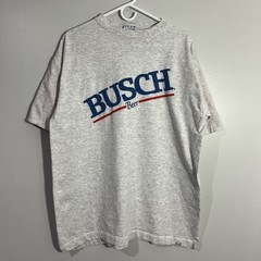 Vintage Gear For Sports Busch Beer Gray Short Sleeve T-Shirt Mens Oversized XL