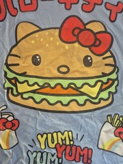 Hello Kitty Sanrio Unisex Large Blue Hamburger T Shirt Kawaii Food