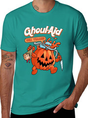 Men’s Halloween Ghoul Aid Pumpkin Graphic T-Shirt – 100% Cotton Short Sleeve Cre