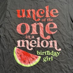 Uncle of the One in a Melon Birthday Girl Watermelon Graphic Tee Black Large