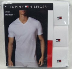 Tommy Hilfiger 3 pack White Classic V-Neck T-shirts Tee NWT