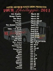 David Arthur Vineyards Wine Backstage Pass 2011 Meritaggio Tour T-Shirt Medium