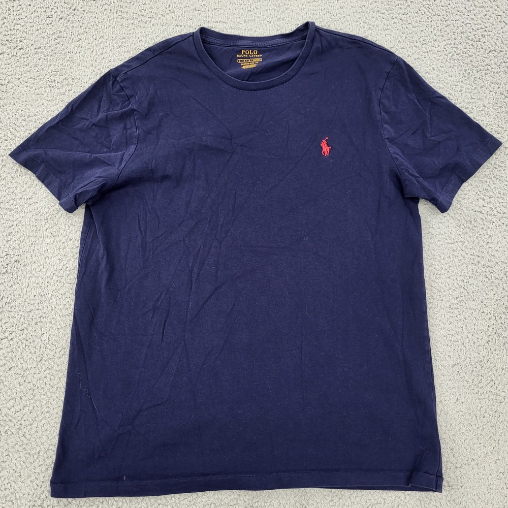 Polo Ralph Lauren Shirt Mens Large Blue Custom Slim Fit PRL Pony Embroidery