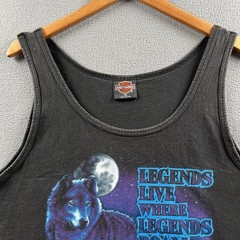 Vintage Harley Davidson Wolf Tank Top Mens XL Black Legends Sleeveless 90s Biker