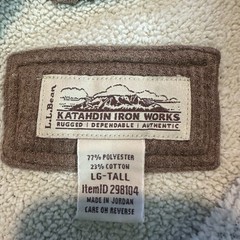 L.L. Bean Katahdin Iron Works Sherpa Waffle Fleece Henley Shirt Brown Mens LT