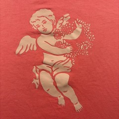 Nike SB T-Shirt Mens Medium Coral Pink Loose Fit Flying Angel Cherub Graphic
