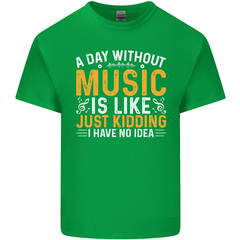 A Day Without Music Tekno Hip Hop Metal Mens Cotton T-Shirt Tee Top