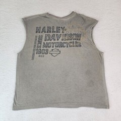 Harley Davidson Mens Sleeveless T-Shirt Large Brown Embroidery Wide Strap #1817