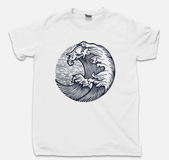 Ocean Waves T Shirt Deep Blue Sea Diving Sailing Surfing Beach Conservation Tee