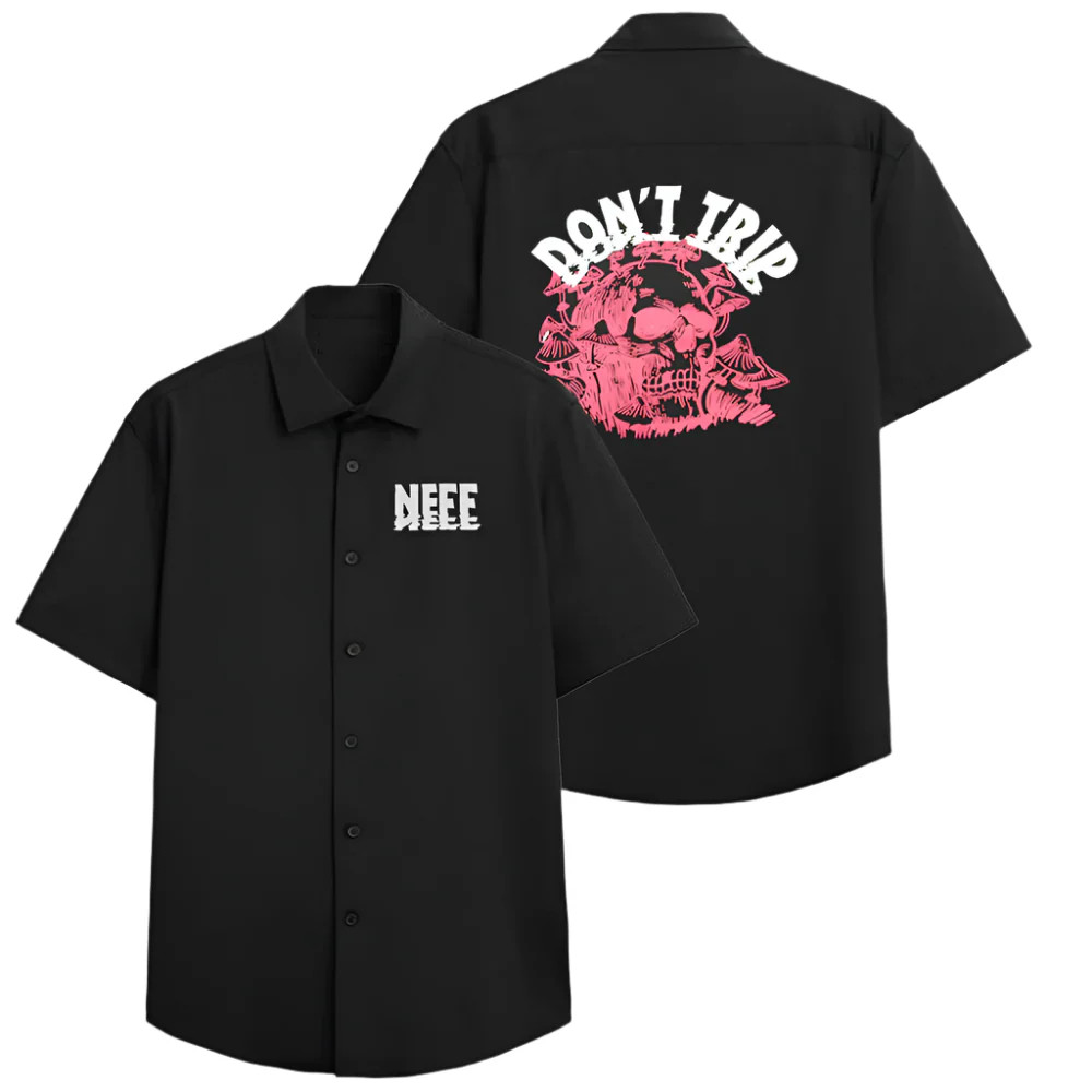 Neff Men’s Black Adult Don’t Trip Button-Down Short Sleeve Shirt