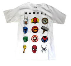 Marvel Comics Super heroes Logos Mens White Tee Shirt